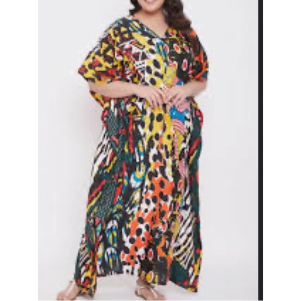 Sante Women Maxi Kaftan MuMu Resort Multi Print Sequin Cruise Maximalist Lounge - Picture 12 of 12